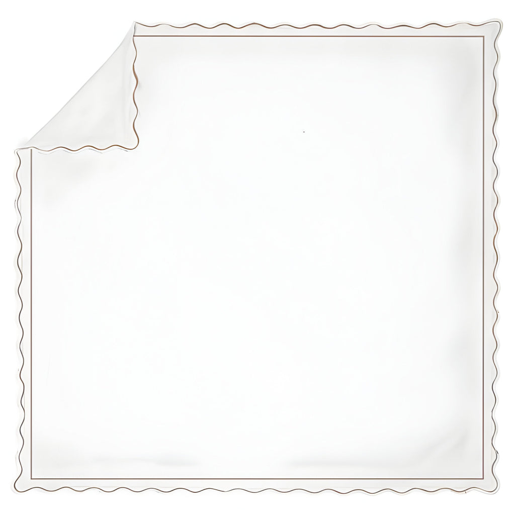 400TC Cotton Scallop Embroidery & Border Sateen Solid Duvet Cover Set
