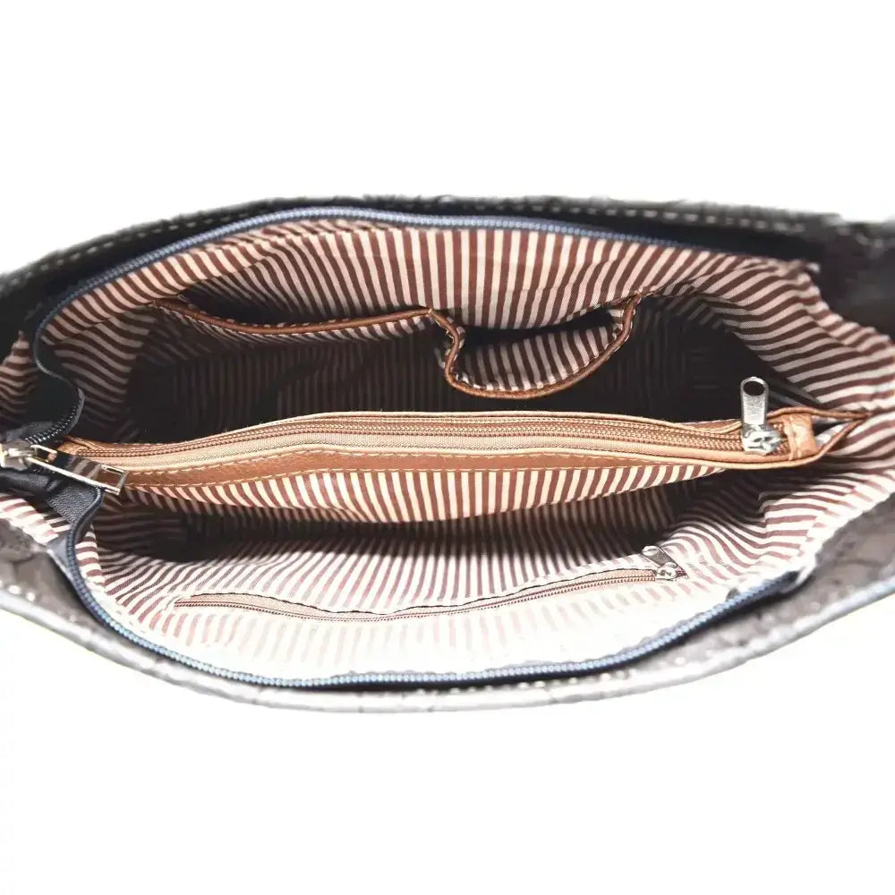 Western Handbag Wallet Set, Tooled Leather Shoulder Purse with Studs