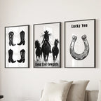Western Cowgirl Wall Art Set of 3. Rustic Ranch Decor
