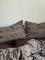 Dark Academia Plaid Cotton Duvet Cover Set