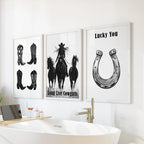 Western Cowgirl Wall Art Set of 3. Rustic Ranch Decor