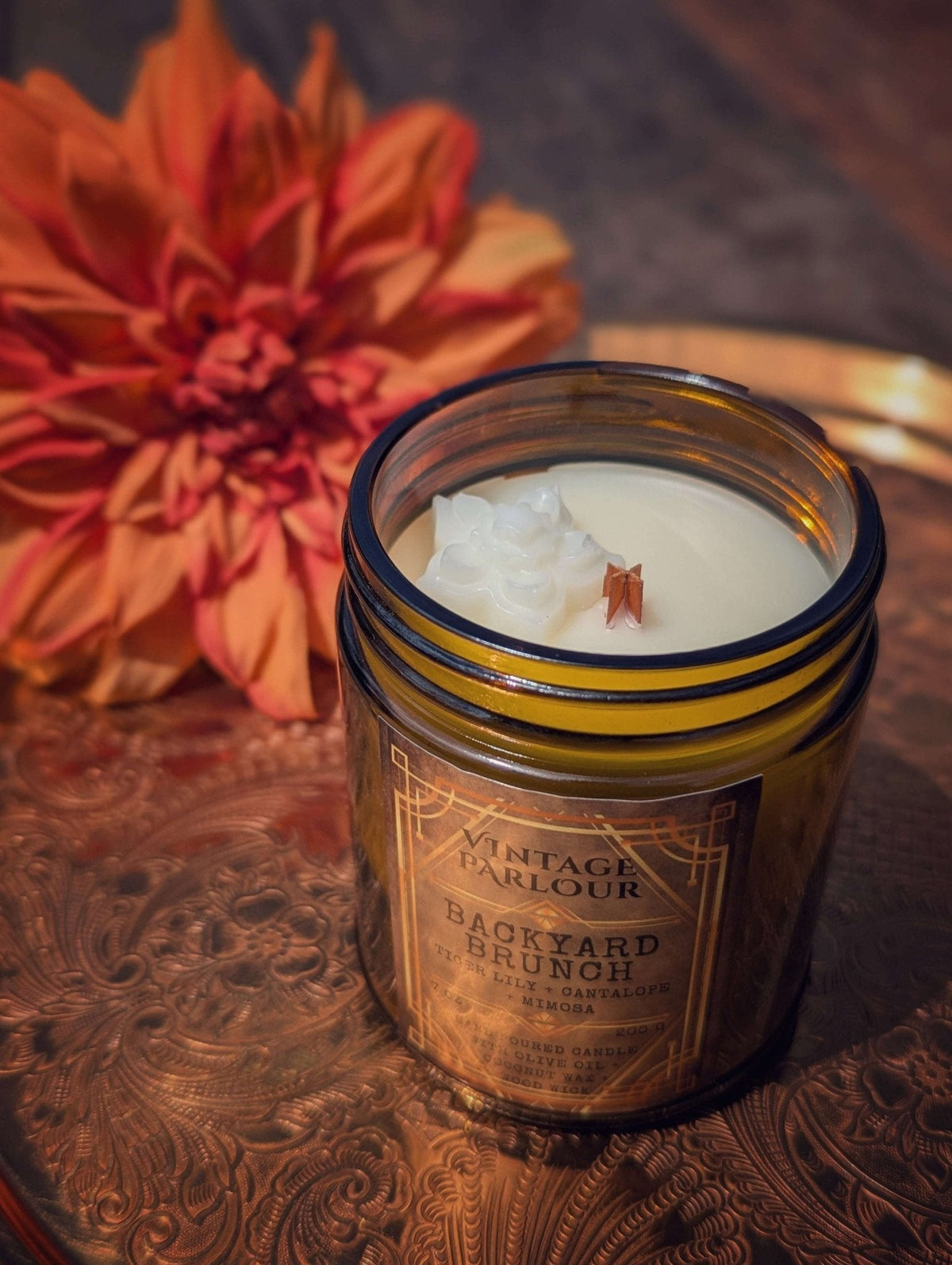 Vintage Wooden Wick Candle – Art Deco 1920s Inspired Scented Candle Gift — product photo 9
