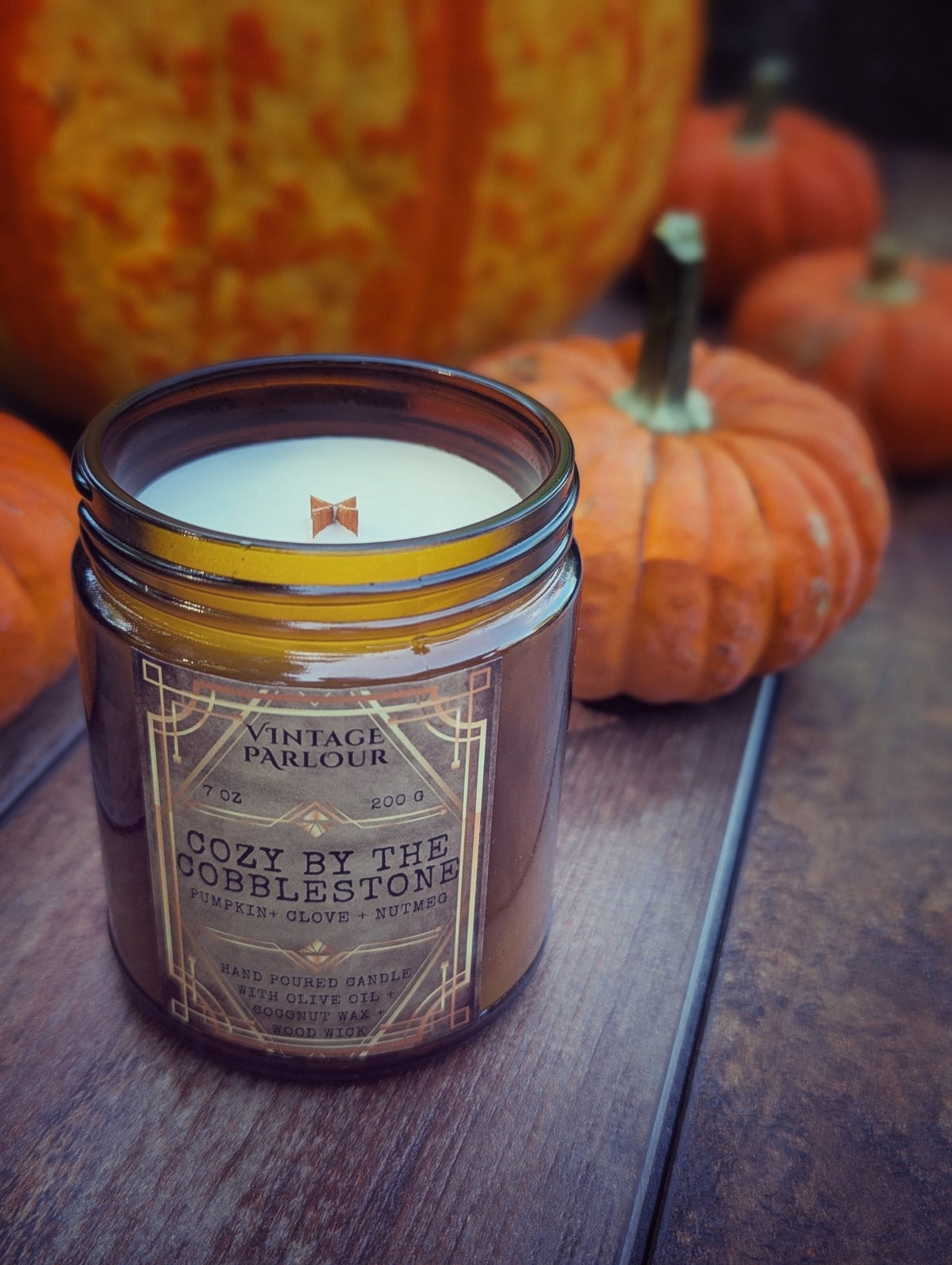 Vintage Wooden Wick Candle – Art Deco 1920s Inspired Scented Candle Gift — product photo 16