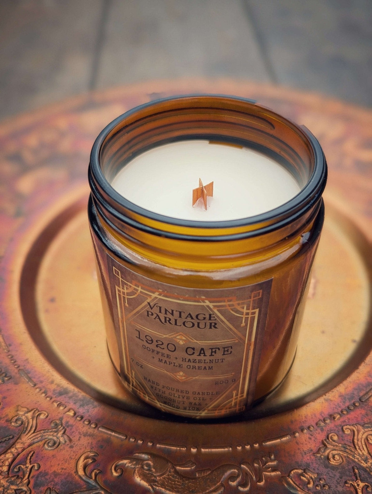 Vintage Wooden Wick Candle – Art Deco 1920s Inspired Scented Candle Gift — product photo 11