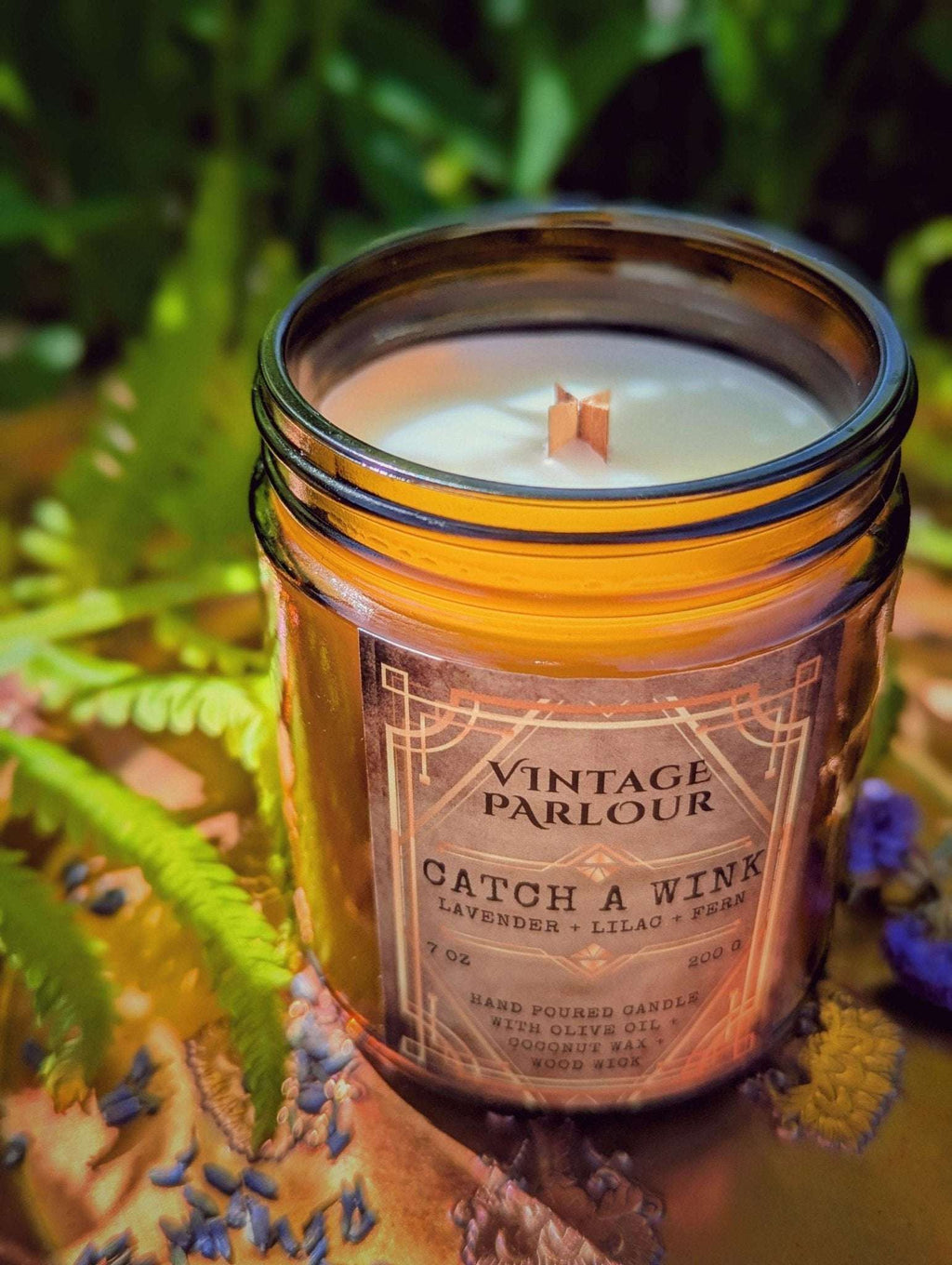 Vintage Wooden Wick Candle – Art Deco 1920s Inspired Scented Candle Gift — product photo 3