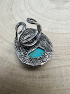 Western Faux Buffalo Coin & Faux Turquoise Nugget Adjustable Ring — Wild West Hand Statement