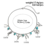 Western Turquoise Choker Necklace and Bracelet, Southwest Charms