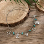 Western Turquoise Choker Necklace and Bracelet, Southwest Charms