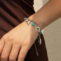 Western Turquoise Choker Necklace and Bracelet, Southwest Charms