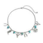 Western Turquoise Choker Necklace and Bracelet, Southwest Charms