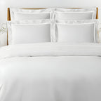 400TC Embroidery & Border Cotton Sateen Solid Duvet Cover Set