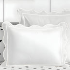 400TC Cotton Scallop Embroidery & Border Sateen Solid Duvet Cover Set