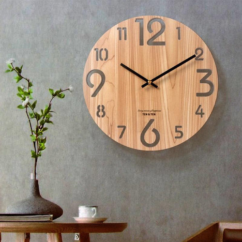 Wooden 3D Wall Clock Modern Design Nordic Brief Living Room Decoration Wooden Round Wall Clock Vintage Rustic Clock for Kitchen Bedroom Office Ho — product image