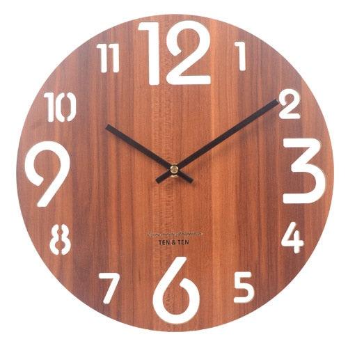 12-Inch Rustic Wooden Wall Clock – Silent Non-Ticking Quartz