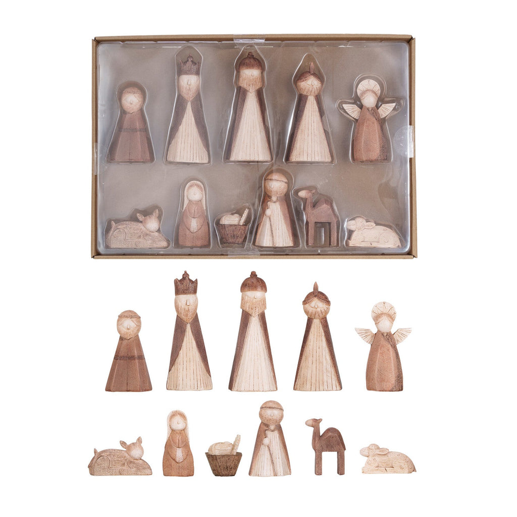 Resin Nativity with Wood Finish