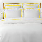 400TC Embroidery & Border Cotton Sateen Solid Duvet Cover Set