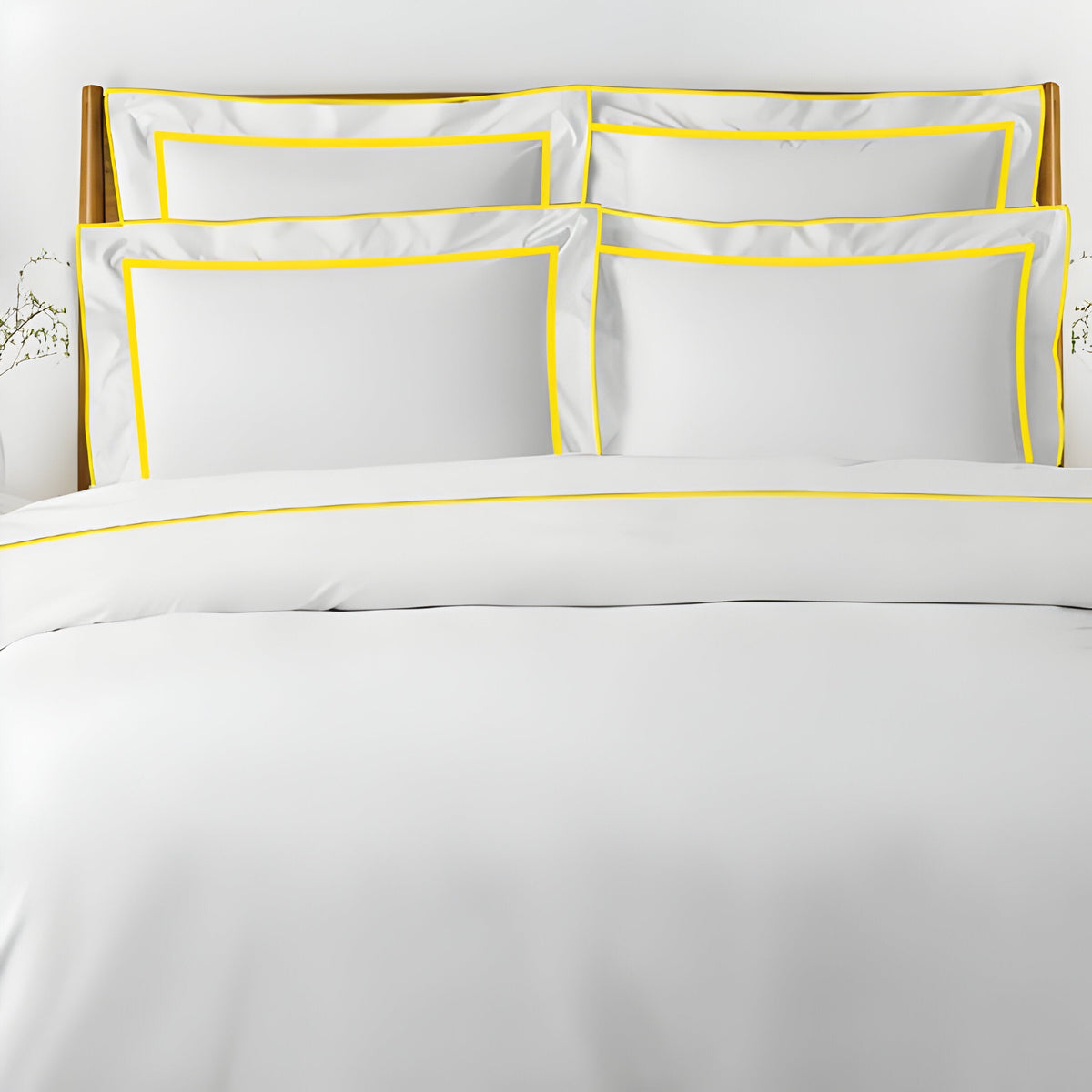 400TC Embroidery & Border Cotton Sateen Solid Duvet Cover Set