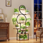 9-Tier Indoor Plant Stand with Integrated Grow Light – Large Metal Shelf