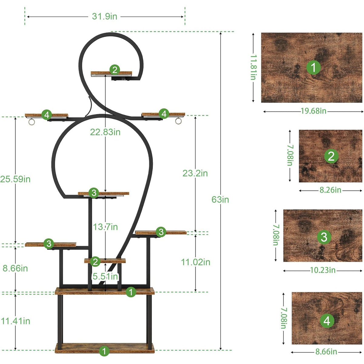 9-Tier Indoor Plant Stand with Integrated Grow Light – Large Metal Shelf