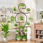 9-Tier Indoor Plant Stand with Integrated Grow Light – Large Metal Shelf