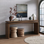 65-Inch Solid Wood Veneer Console Table, Long Farmhouse Entryway Sofa Table for Living Room, Hallway, Behind Couch, Apartment, Antique Rustic