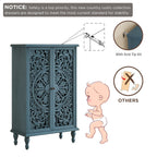 Farmhouse Accent Storage Cabinet, 2 Door Decorative Cabinet with Hollow Carved Doors, Adjustable Shelf, Freestanding Display Cabinet with Turned Legs for Entryway Living Room Dining Room,Antique